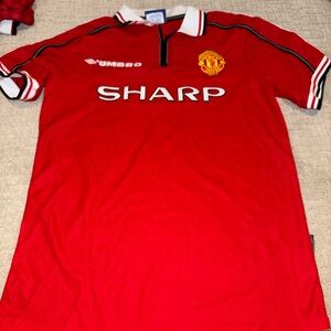 Umbro Red Manchester Football Jersey with White Trim
